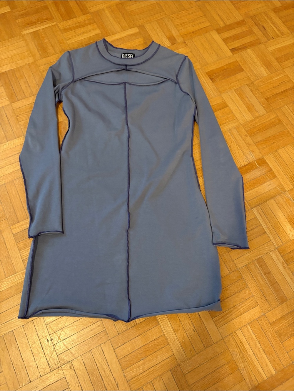 Diesel Slate Blue Long Sleeve Seam-Detail Tunic Dress